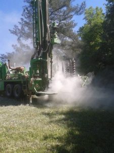 Canterra Combo Rig Utilizing Air Rotary to install a groundwater monitor well into bedrock